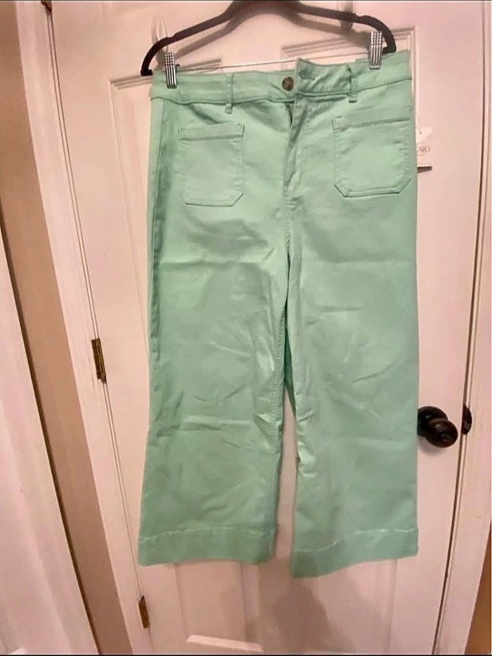 Cato Est. 1946 Denim Stretch Wide Leg Cropped Pants Green 12 NWT